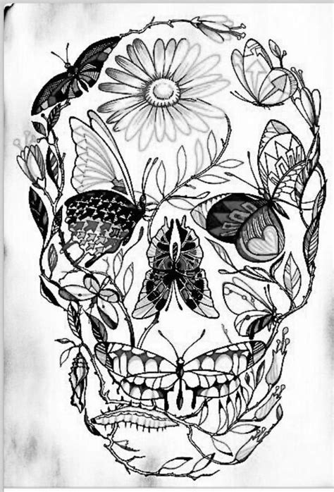pin  mohan thambayah  skull skull tattoo flowers sugar skull