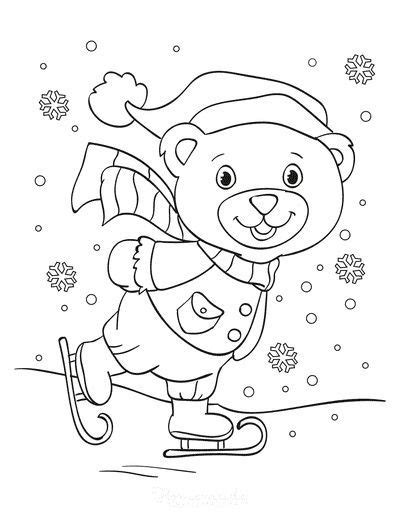 printable winter coloring pages  kids adults polar bear