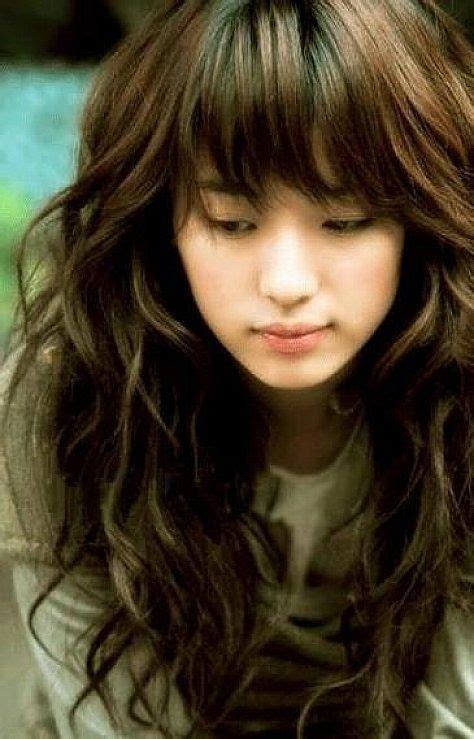 korean hair medium length style with bangs k drama beauty curly hair with bangs hair styles