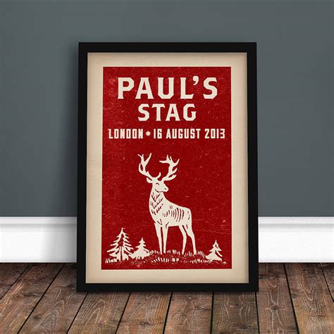 personalised stag party print by ink and sons