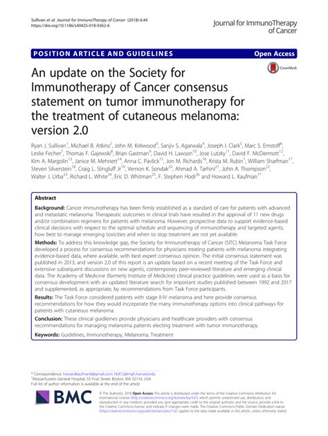 Pdf An Update On The Society For Immunotherapy Of Cancer Consensus