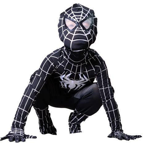 kids black spiderman costume halloween costumes  kids superhero spider man cosplay spandex