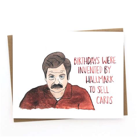 Ron Swanson Birthday Card Etsy In 2021 Funny Birthday Cards