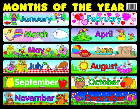 months   year chart  kindergarten google search calendario