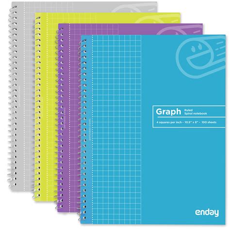 buy emraw graph paper  spiral quad ruled grid heavy duty white paper