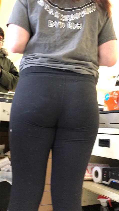 teen at her cash register up close spandex leggings