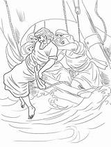 Jonah Jona Wal Thrown Overboard Einweisung Medizinprodukte Malvorlage Supercoloring Basteln Prophet sketch template