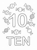 Coloring Pages Number Numbers Ten Printable Kids Preschool Drawing Worksheets Book Template Kindergarten Printables Color Dad Candies Toddler Math Candy sketch template