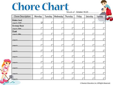 chores chart template  printable template business psd excel