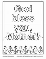 Coloring Mother God Bless Pages Sunday Mothers School Printable Bible Honor Cards Pdf Father Color Church Printables Activities Book Description sketch template