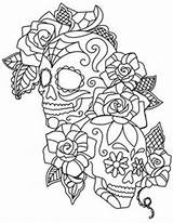 Coloring Pages Skull Sugar Damask Colouring Hand Books Getdrawings Adult Skulls Embroidery sketch template