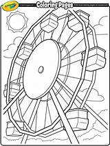 Coloring Fair Wheel Ferris Crayola Pages Summer Color State Roller Coaster Kids Drawing Printable Simple County Theme Colouring Amusement Park sketch template
