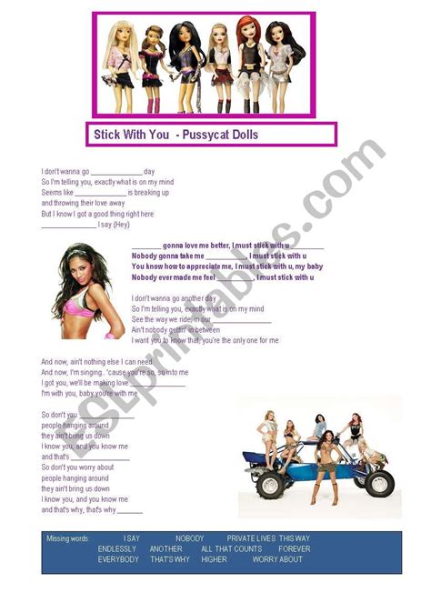 Song Stick With You Pussycat Dolls Esl Worksheet By Tathimota