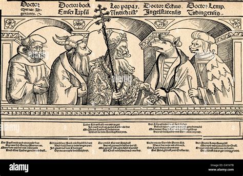 protestant reformation   caricature   stock