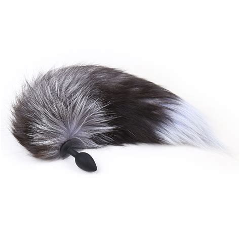 Buy 28mm Thick Wolf Fur Fox Tail With Silicone Anal