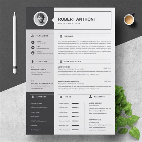 black  white resume template  resumeinventor