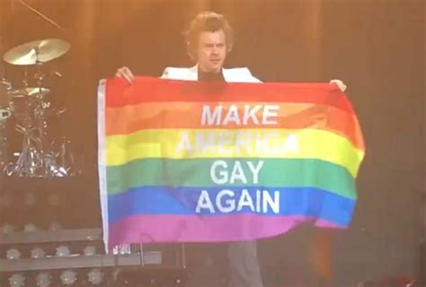 Harry Styles Flies Make America Gay Again Rainbow Flag