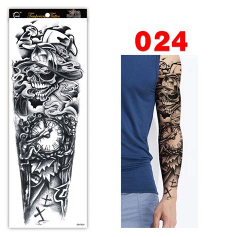 4 sheets extra large full arm tattoo sticker for men women temporary