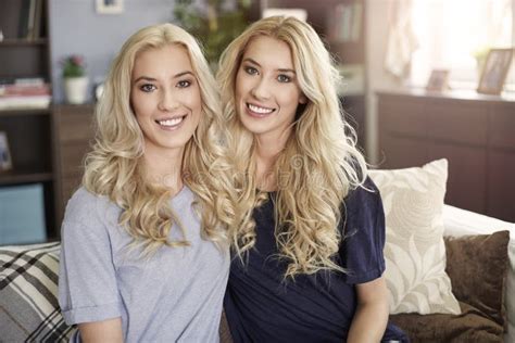 Blonde Twins At Home Stock Image Image Of Friendship 67692717