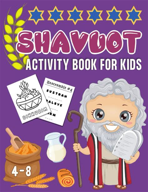 shavuot activity book  kids workbook  toddlers preschool boys