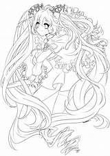 Miku Coloring Anime Pages Lineart Winter Fairy Night Line Choose Board Girl Pencil sketch template