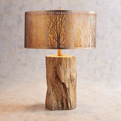 etched birches golden table lamp abajur