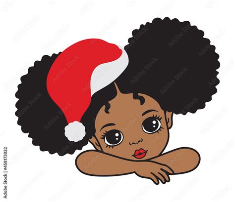 Cute African American Black Girl With Afro Puff Hair Resting On Her