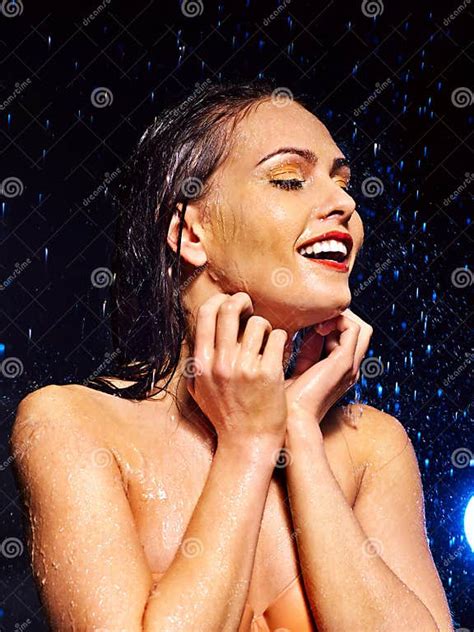 Wet Woman Face With Water Drop Stock Image Image Of Skin Female