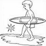 Coloring Surf Pages Boy Surfing Beach Board sketch template