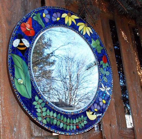 mosaic stained glass mirror 18 round garden alive