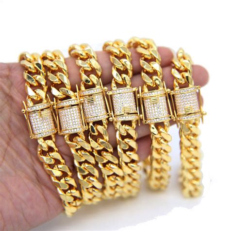 2017 Cuban Link Chain Women Men Couple Jewelry Bling Bling Iced Out Hip