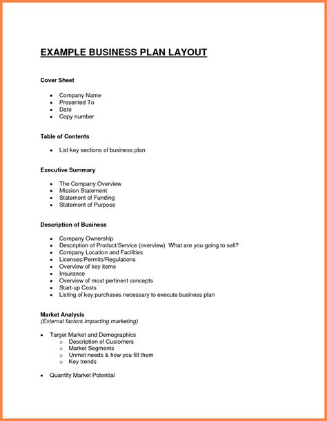 exles business plan outline bussines  business plan layout basic business plan