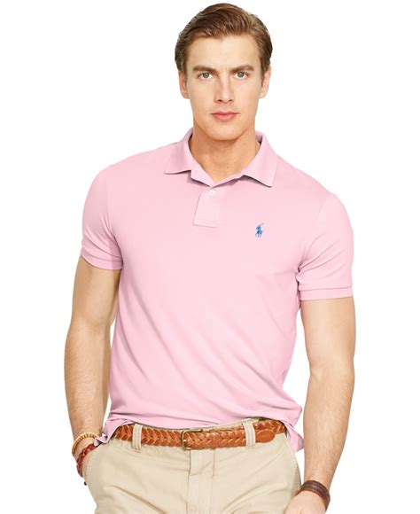 polo ralph lauren performance jersey polo shirt  pink  men lyst