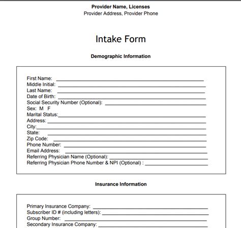 Mental Health Therapist Intake Form [downloadable Pdf]