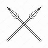 Spears Crossed Spear Line Icon Thin Two Stock Vector Illustration Depositphotos Vectors Ancient sketch template