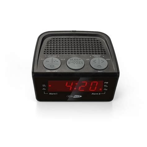 caliber wekkerradio met fm radio en dual alarm digitale wekker met groot rood display zwart