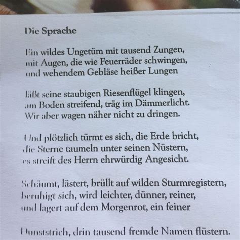 die sprache gedicht deutsch lyrik interpretation