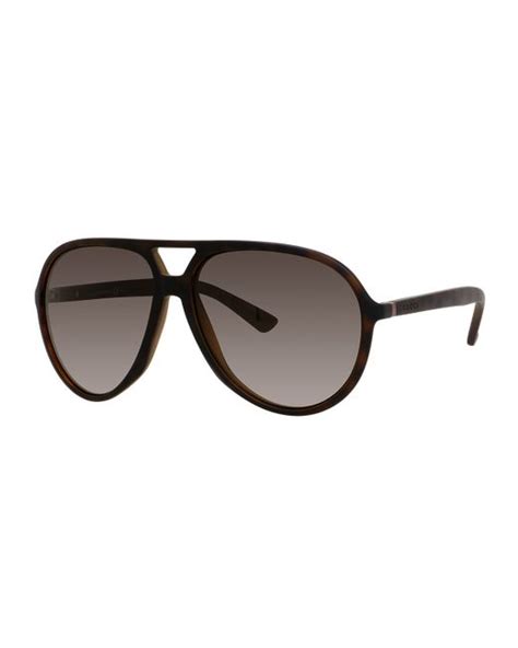 gucci polarized crystal frame aviator sunglasses in brown for men lyst