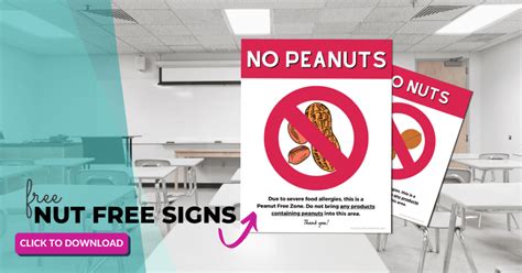 printable nut  peanut  zone signs  classroom food