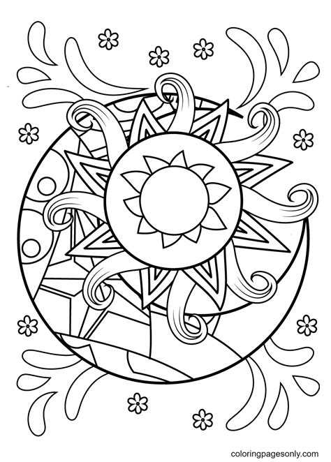 sun  moon coloring page coloring page page  kids  adults