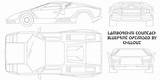 Lamborghini Countach Blueprints Car Drawing 1987 Coupe Sketch Click Blueprintbox sketch template