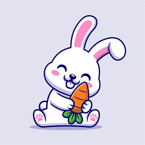 Premium Vector Cute Rabbit With Carrot Cartoon Vector Icon