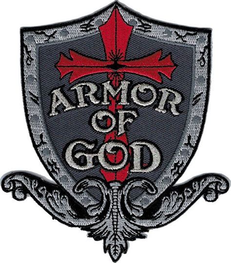 armor  god cross shield iron  patch  christian warrior