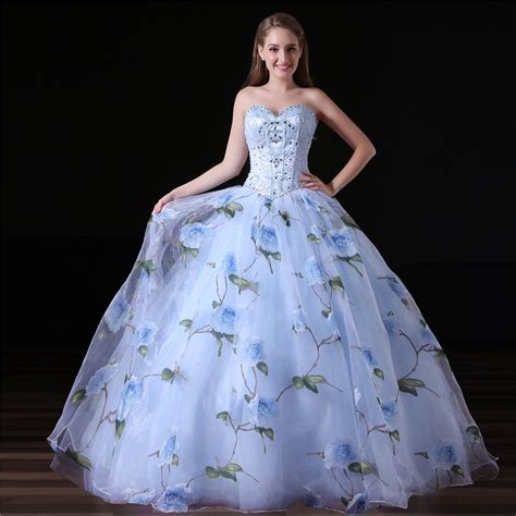 blue ball gown prom dress sweetheart princess girls gowns