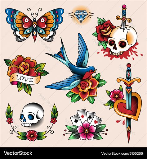 tattoo collection royalty  vector image vectorstock