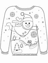 Sweater Coloring Ugly Christmas Pages Winter Colouring Printable Snowman Template Drawing Clothes Prize Motif Sweaters Door Color Sheets Muminthemadhouse Kids sketch template