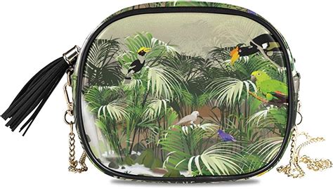 parrot tropical lightweight mini crossbody bag womens shoulder handbags purse  tassel