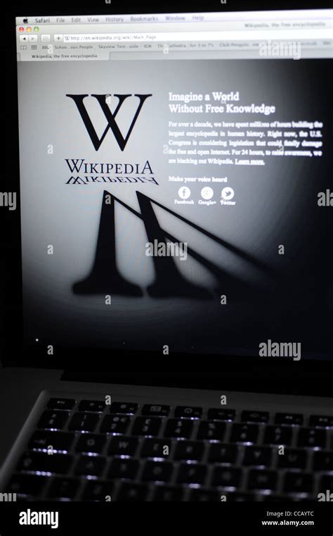 computer bildschirm zeigt die webseite des freien online enzyklopädie