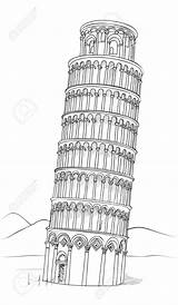 Pisa Tower Leaning Turm Coloring Italy Schiefer Pise Italie Vector Toskana Toscane Gezeichnete Sketch Dolphin Vektorgrafiken Construction Pizza Grafiken Croquis sketch template