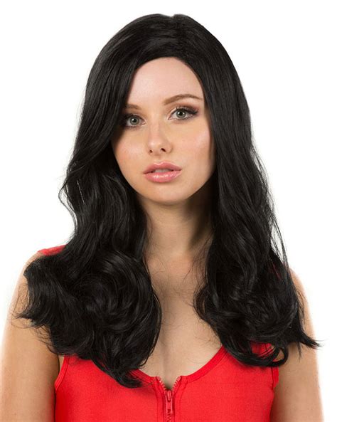 glamour deluxe black long wavy wig